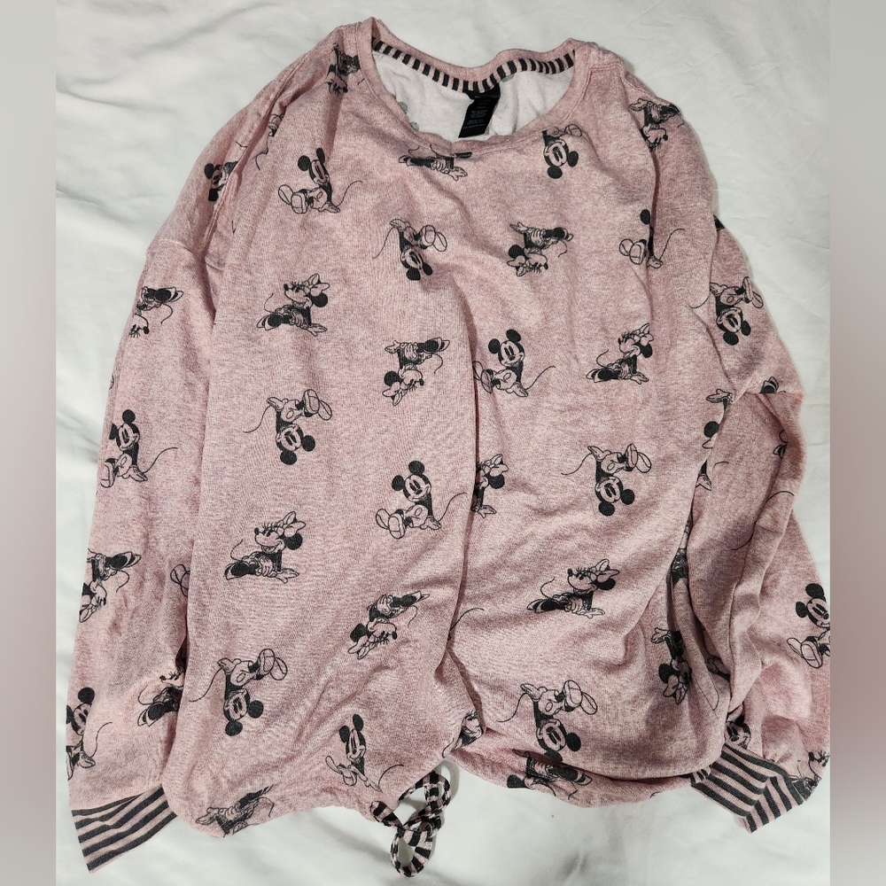 Disney Pink Mickey Mouse Pajama Top Soft AF